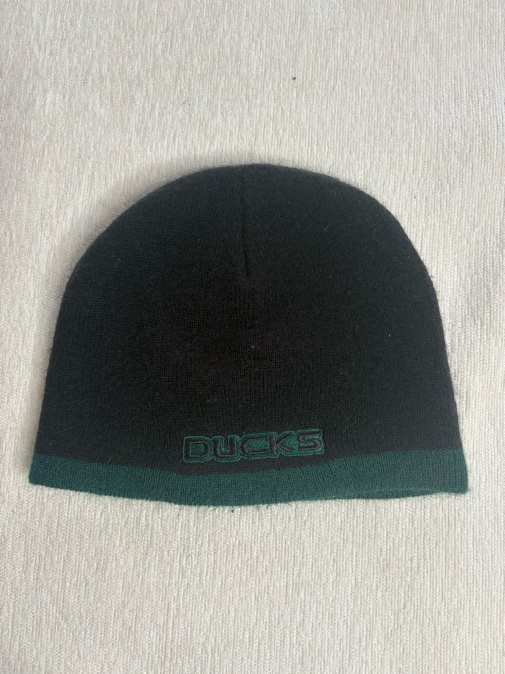 Ducks Black & Dark Green Knit Beanie Hat